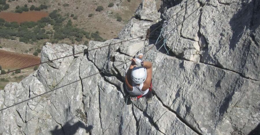 From Granada: 3-Hour Vía Ferrata in Moclín - Gear Up and Learn the Ferrata Rhythm on the 60 Meter Wall